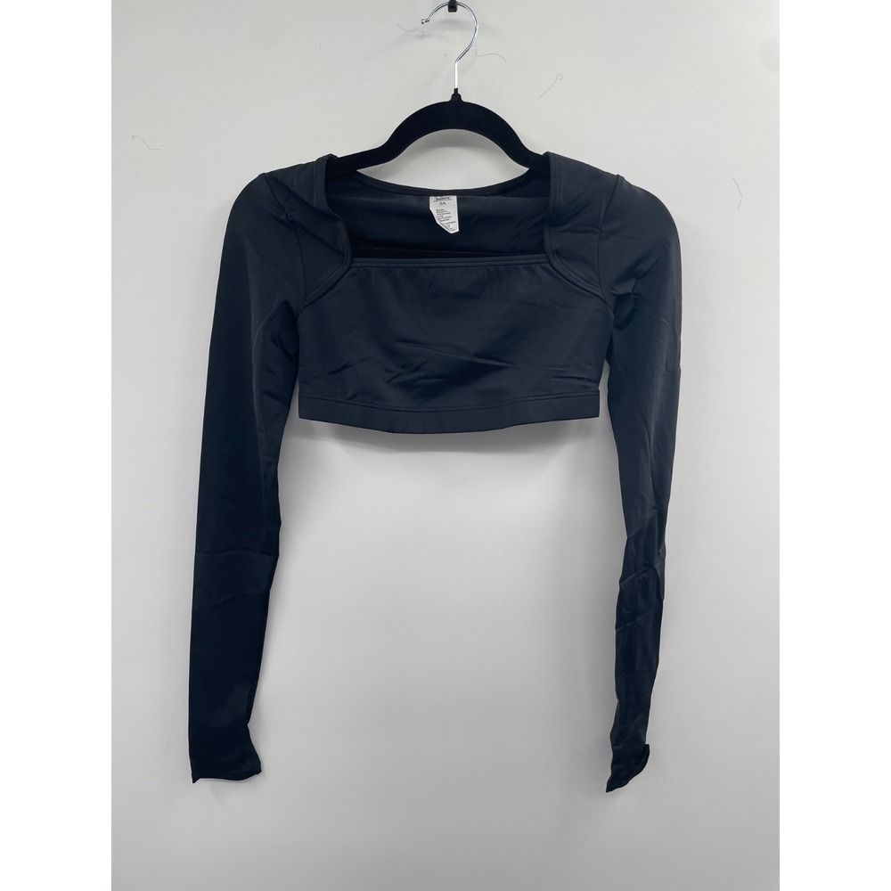 NWT Balera Long Sleeve Bandeau Top Women's‎ Small Black Pullover Square Neck